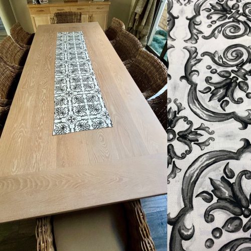 Table Runner Black & White Moroccan